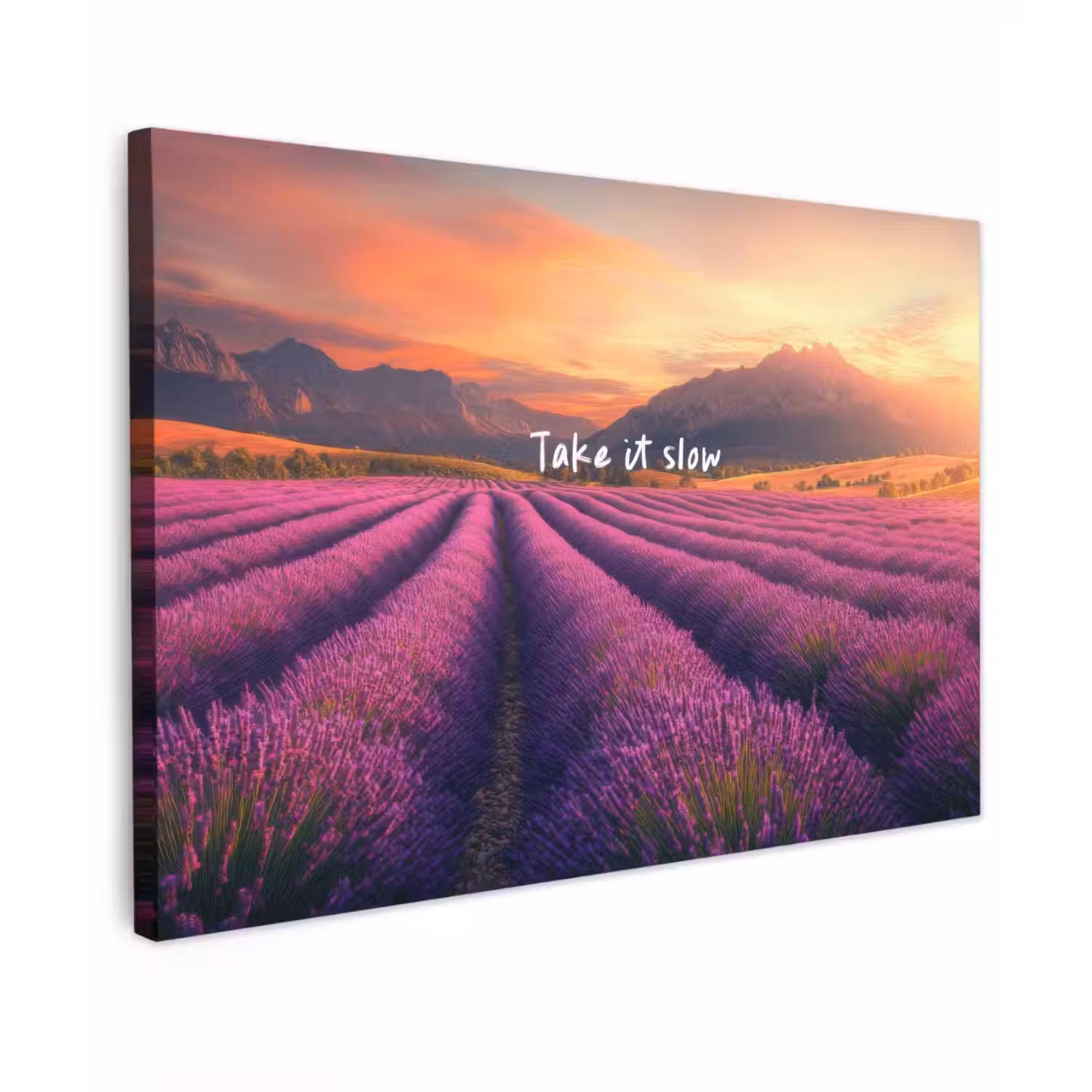 Lavendelveld - Quote - Zonsondergang canvas 2cm klein -z3d
