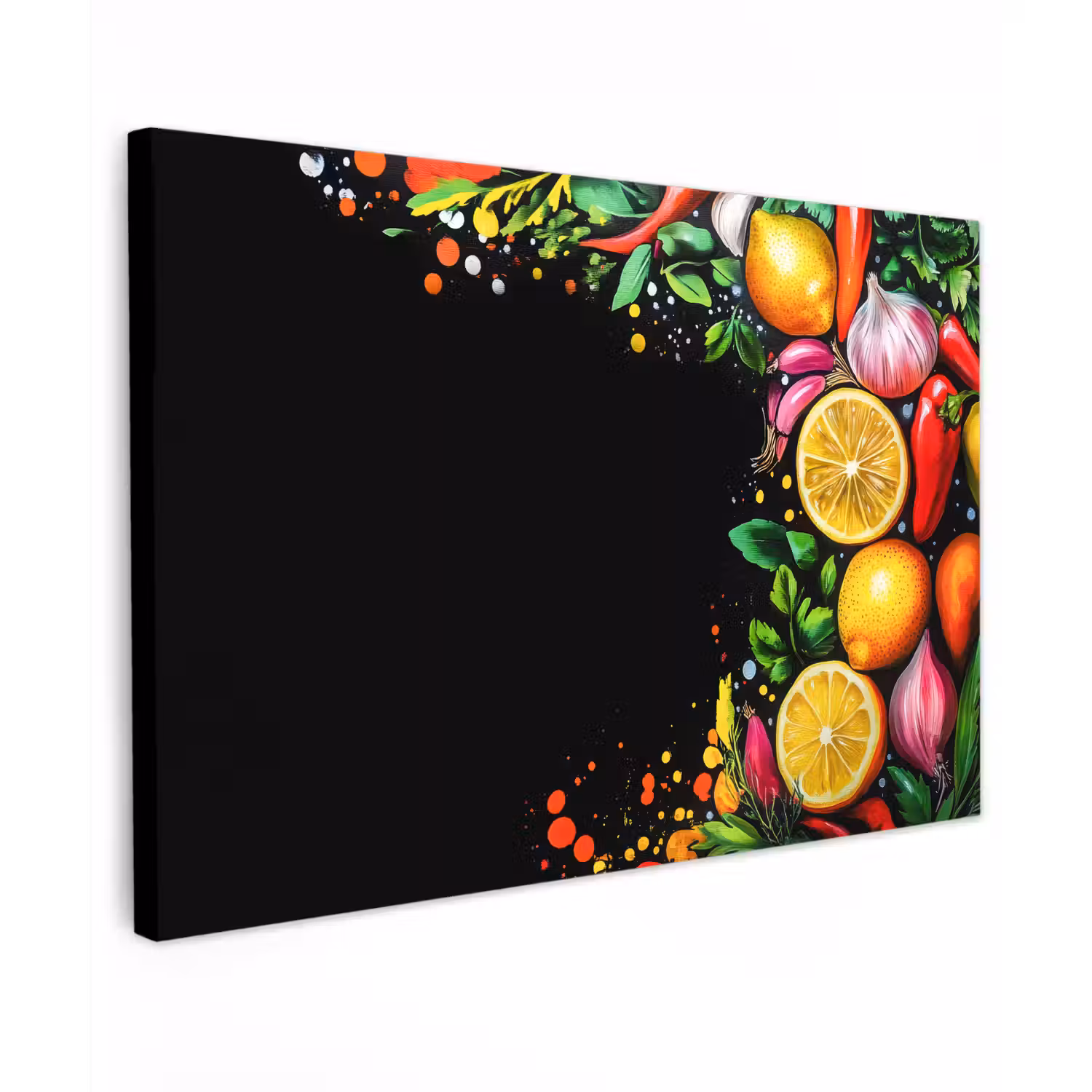 Citroenen - Peper - Kruiden - Graffiti - Verf - Abstract canvas 2cm klein -z3d