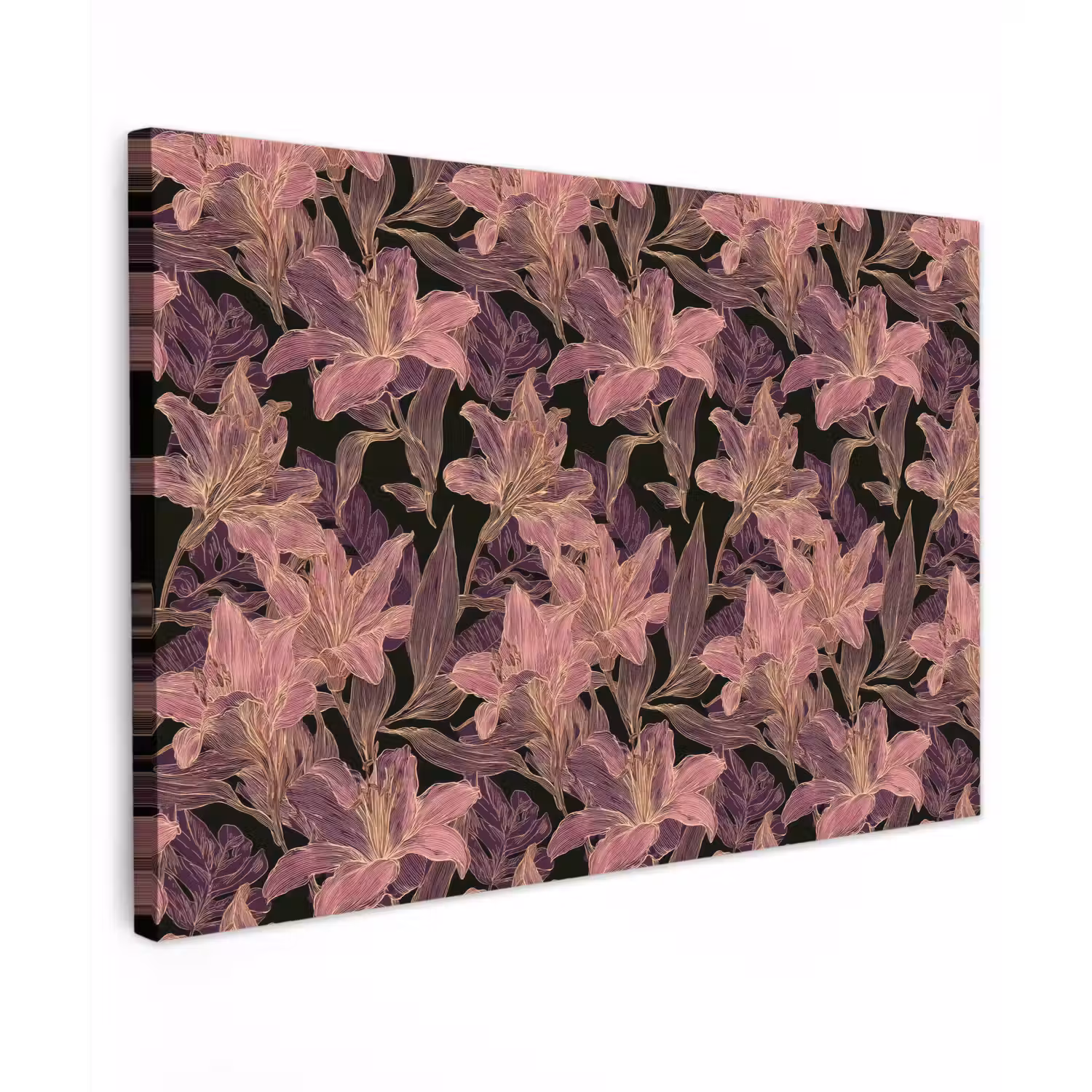 Lelies - Patroon - Paars - Goud canvas 2cm klein 34 -z3d