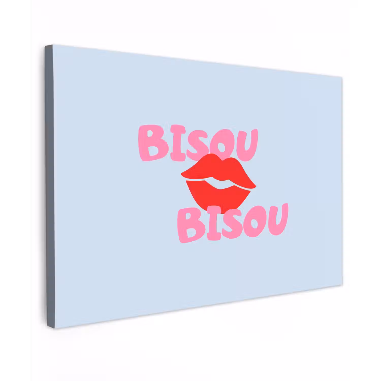 Lippen - Bisou - Blauw canvas 2cm klein -z3d