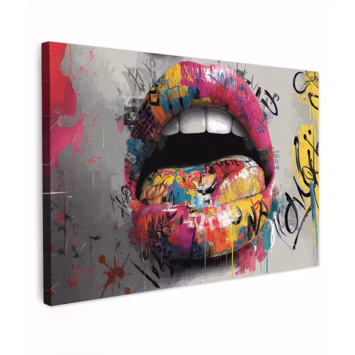Lippen - Graffiti - Expressief canvas 2cm klein -z3d