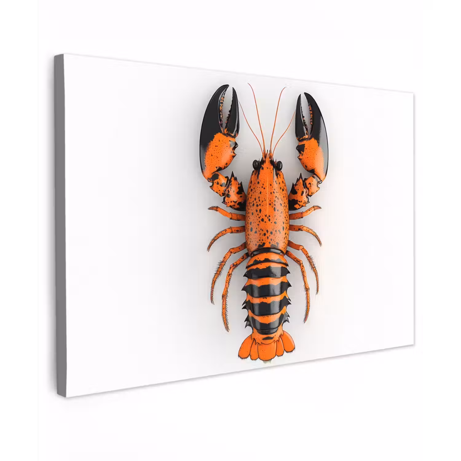 Kreeft - Zwart - Oranje - Wit - Uniek canvas 2cm klein -z3d