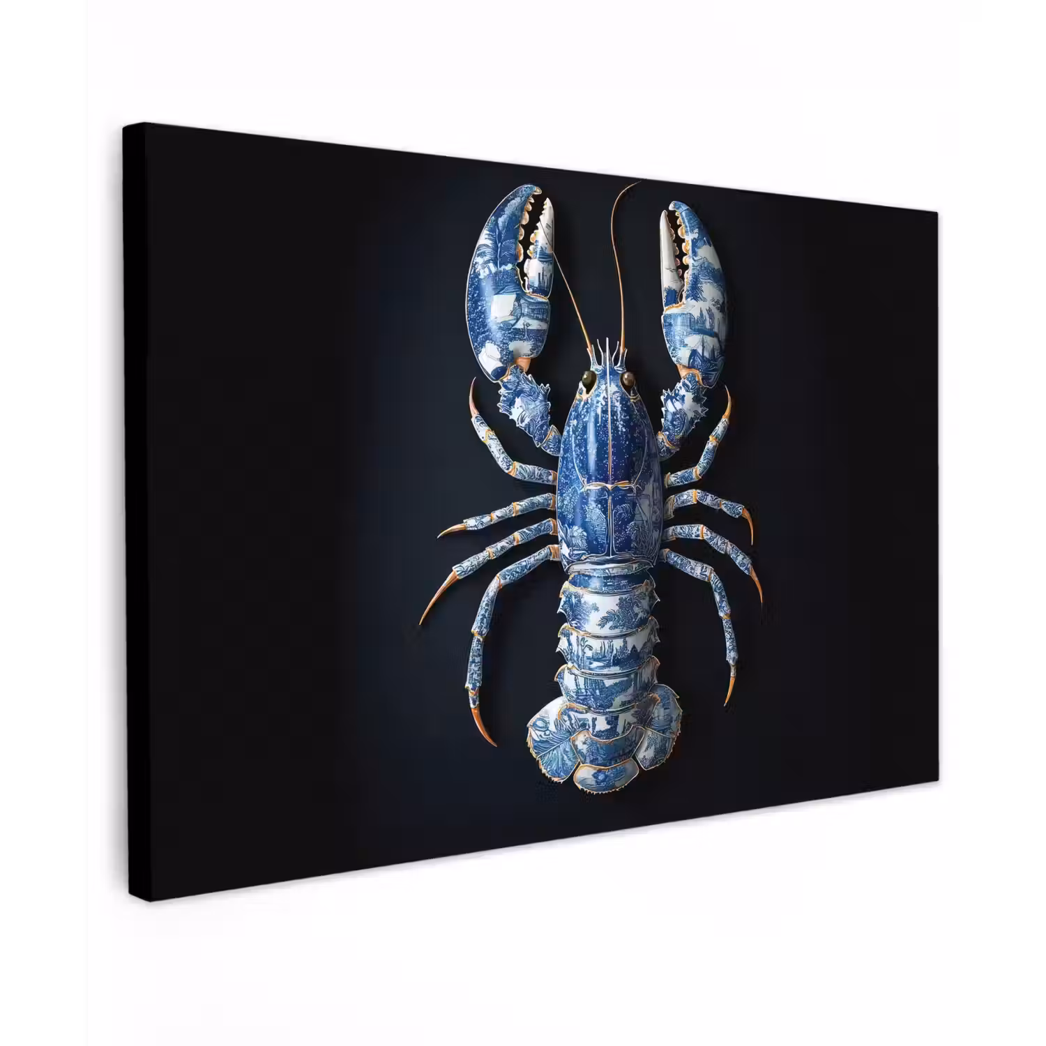 Kreeft - Delftsblauw - Schild - Stoer canvas 2cm klein -z3d