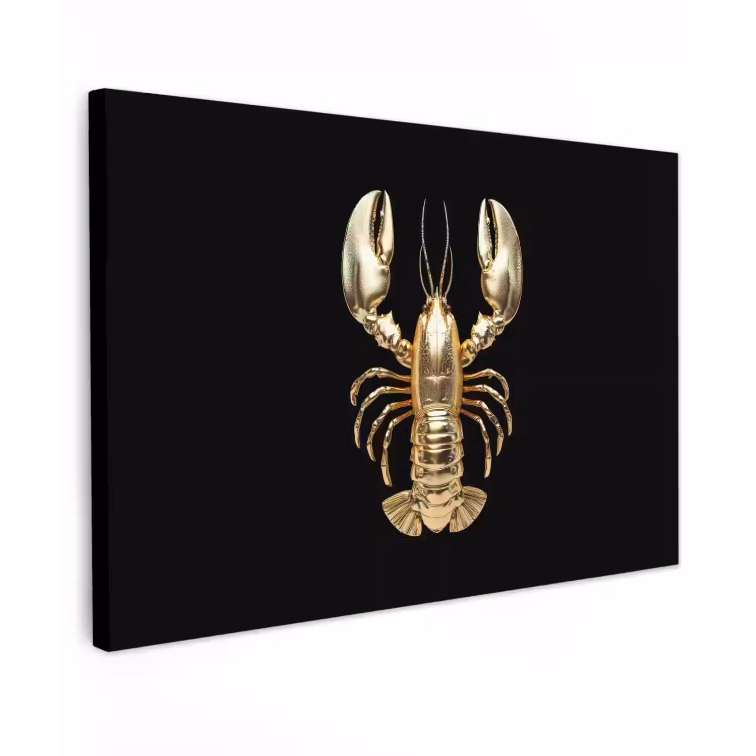 Kreeft - Goud - Textuur - Zwart canvas 2cm klein -z3d