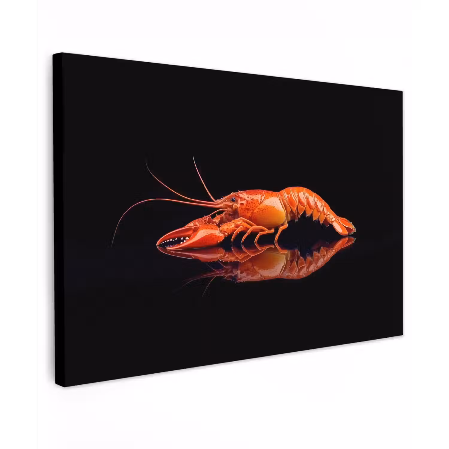 Kreeft - Oranje - Zwart - Opvallend canvas 2cm klein -z3d