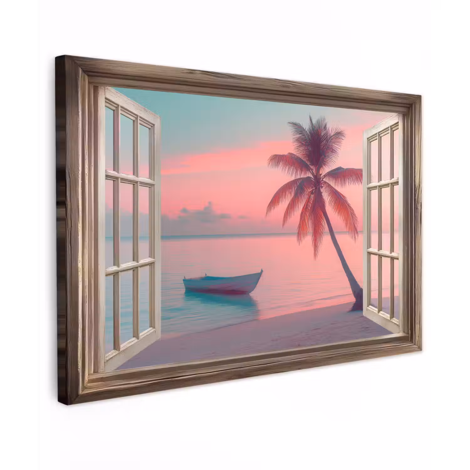 Doorkijk - Strand - Palmboom - Tropisch canvas 2cm klein -z3d