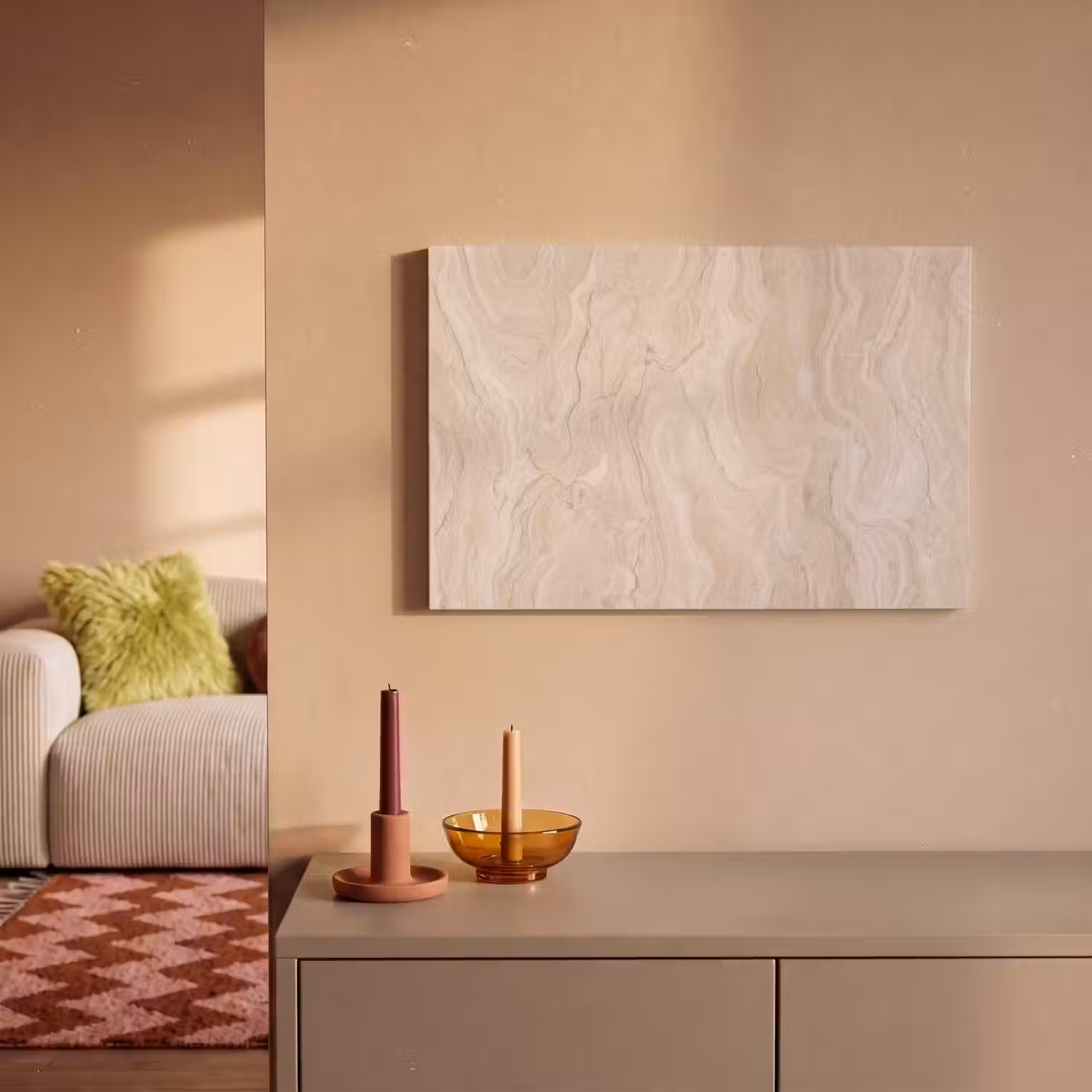 Marmer - Patroon - Beige - Steen - Abstract canvas 2cm klein -sfeer1