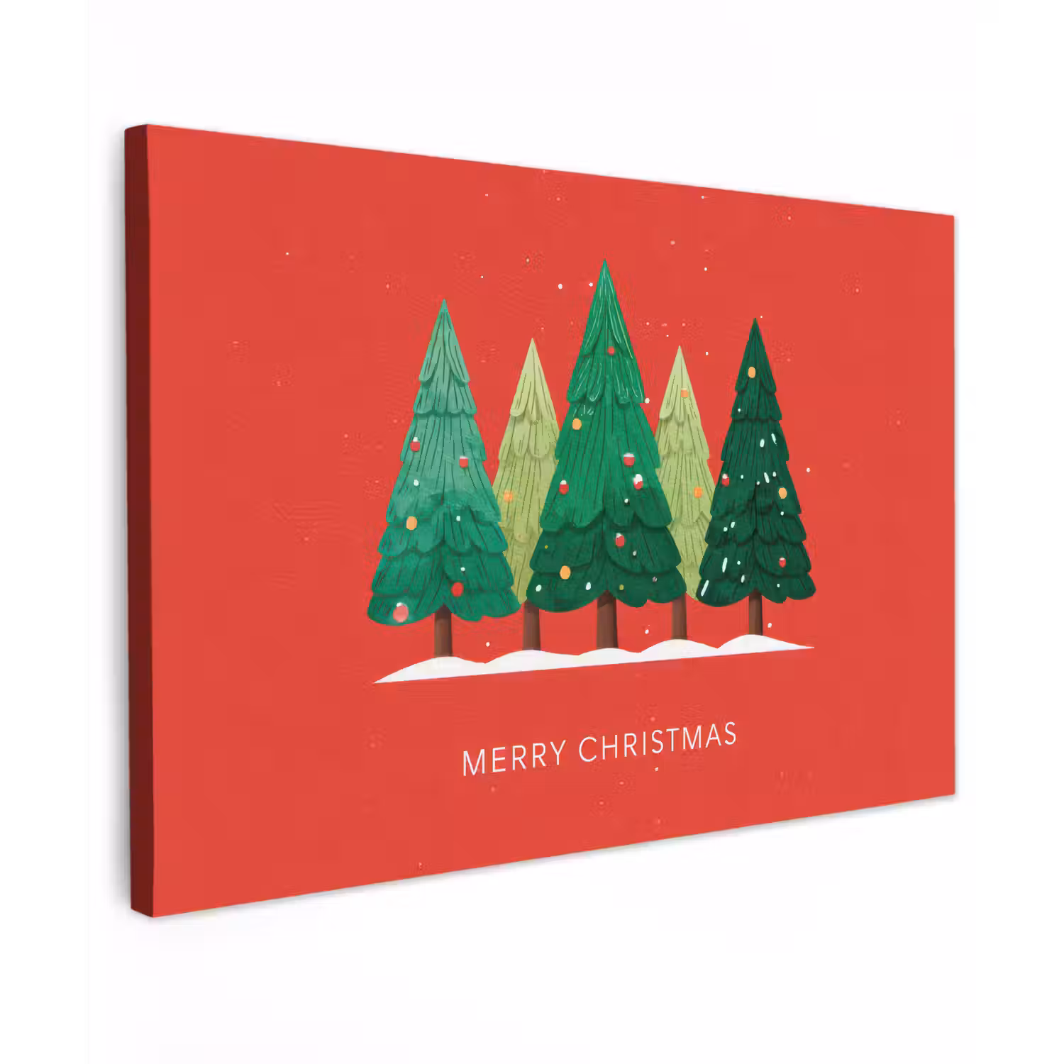 Minimalistisch - Kerstbomen - Rood - Sneeuw canvas 2cm klein -z3d
