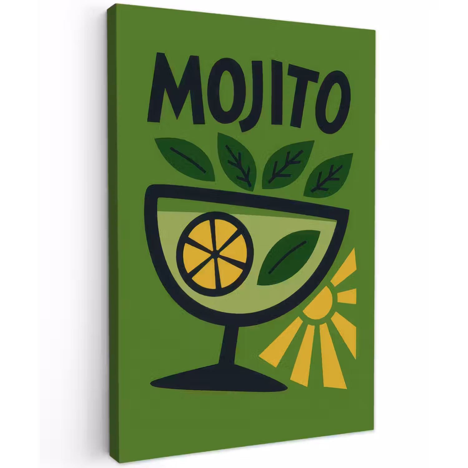 Mojito - Cocktail - Citroen - Groen canvas 2cm klein -z3d
