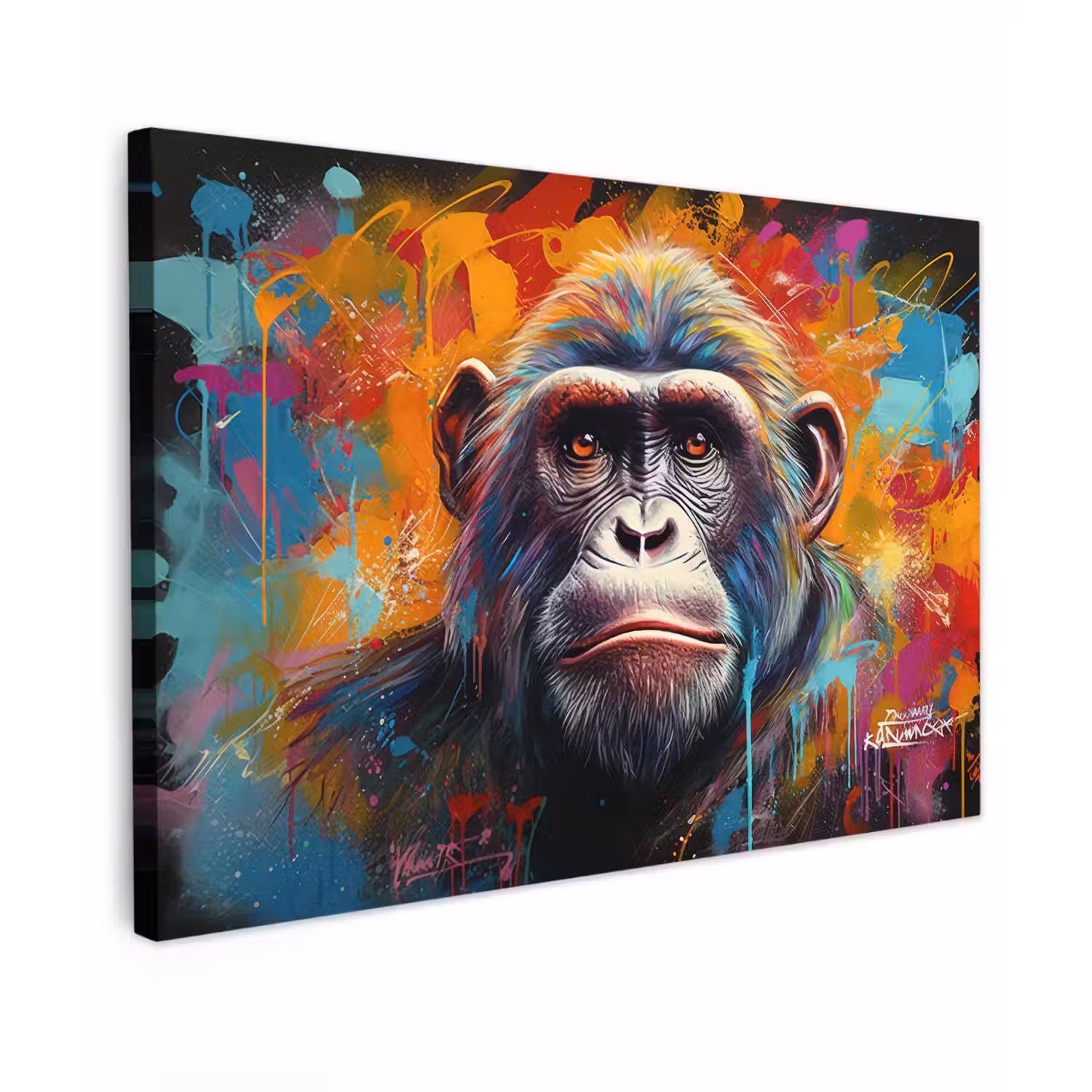 Aap - Gorilla - Graffiti - Dieren - Kleuren canvas 2cm klein -z3d