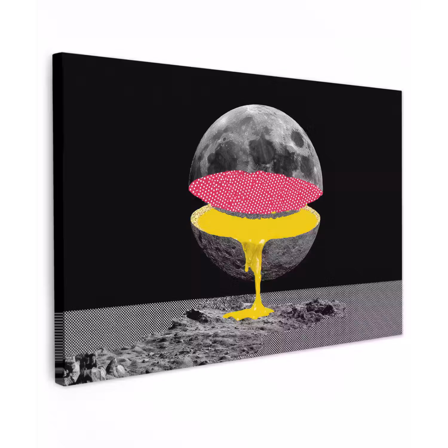 Maan - Geel - Roze - Zwart canvas 2cm klein -z3d