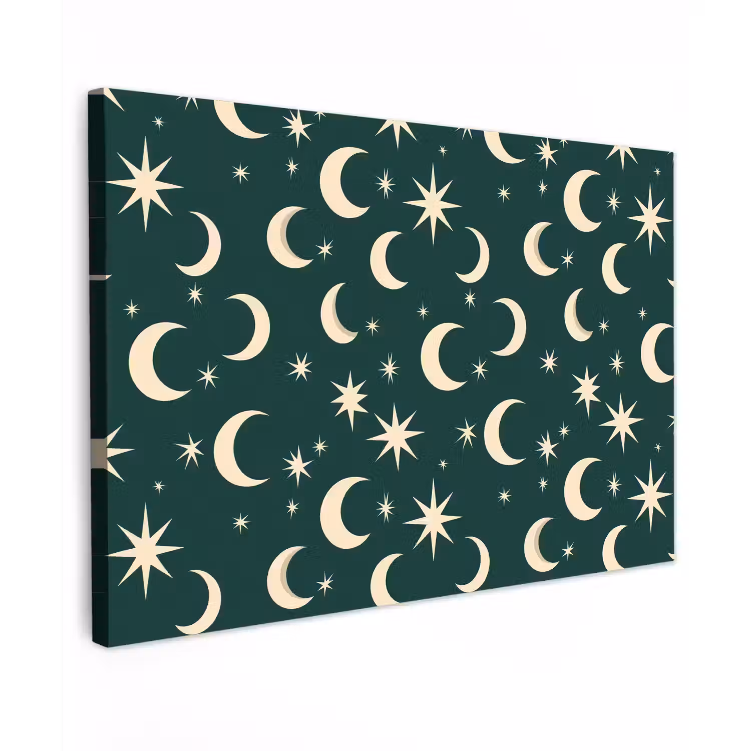Manen - Sterren - Groen canvas 2cm klein 34 -z3d