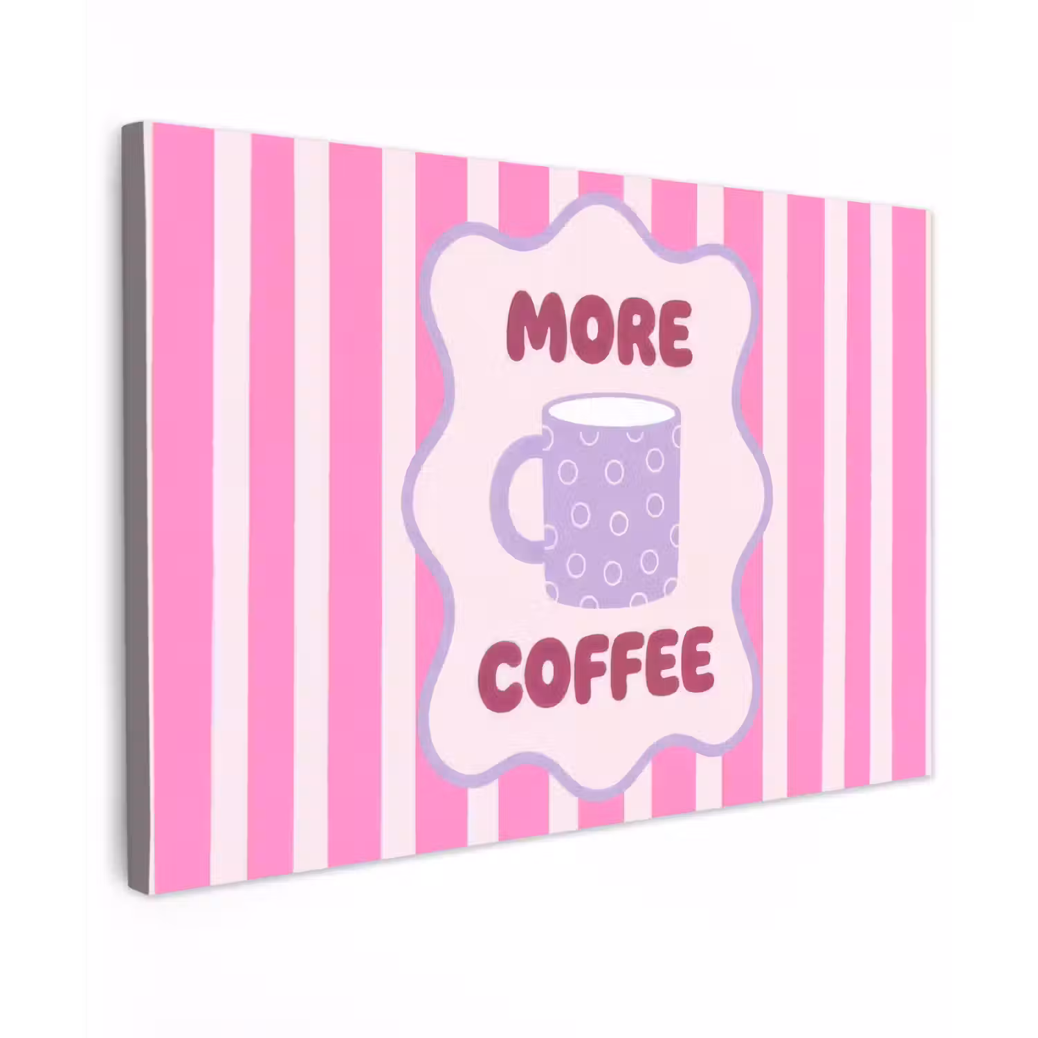 More coffee - Roze - Paars - Strepen - Mok canvas 2cm klein -z3d