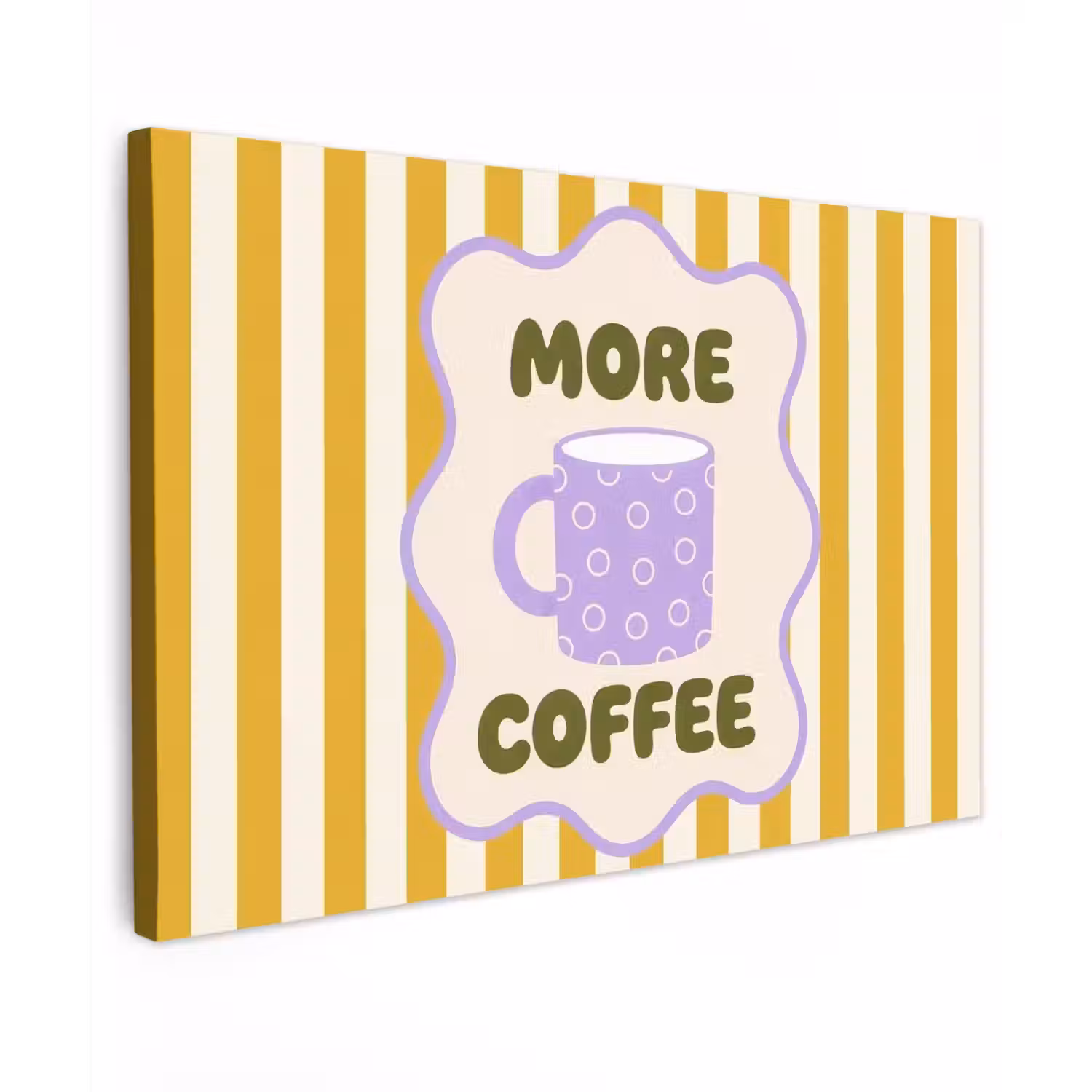 More coffee - Geel - Paars - Strepen - Mok canvas 2cm klein -z3d
