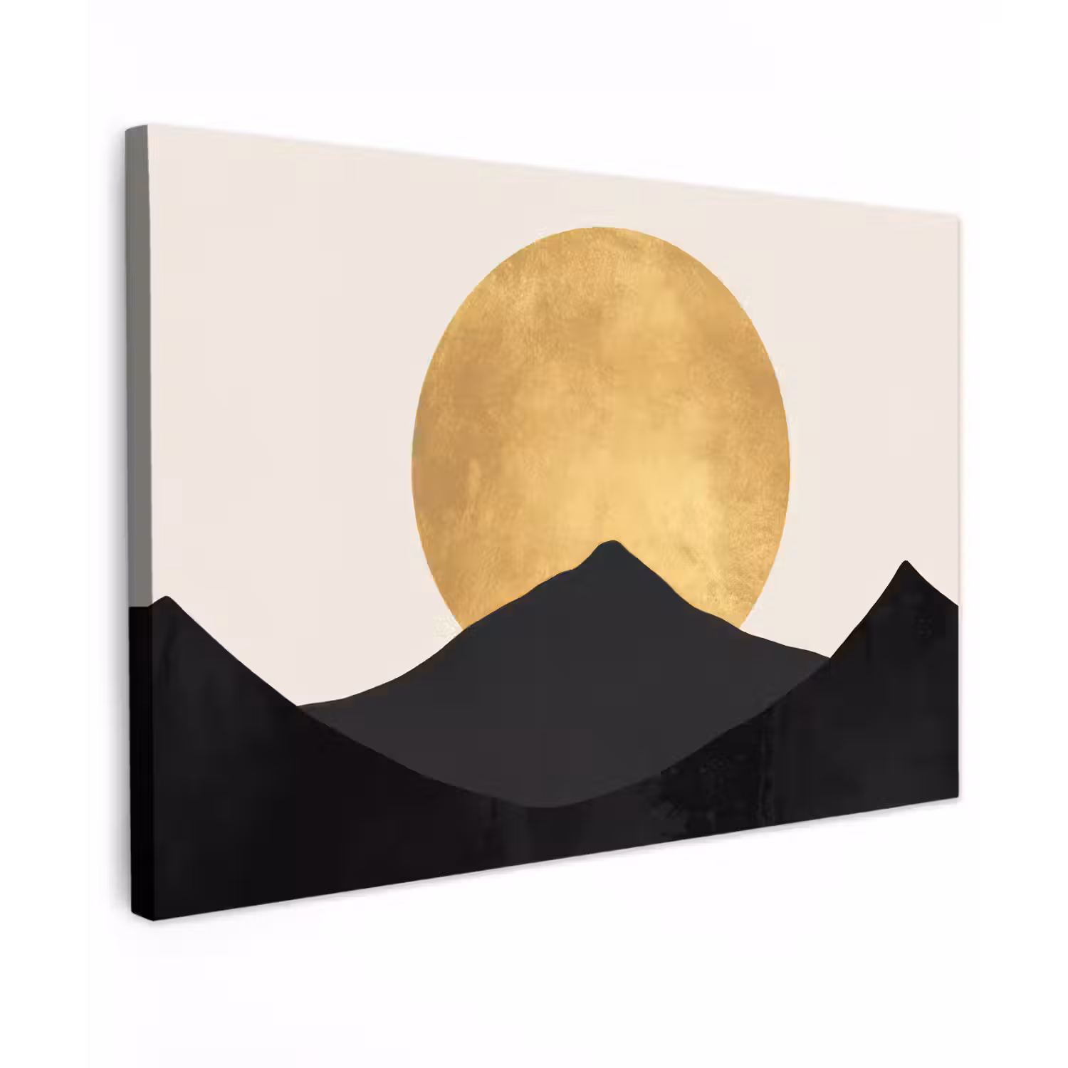 Bergsilhouetten - Gouden cirkel - Beige canvas 2cm klein -z3d