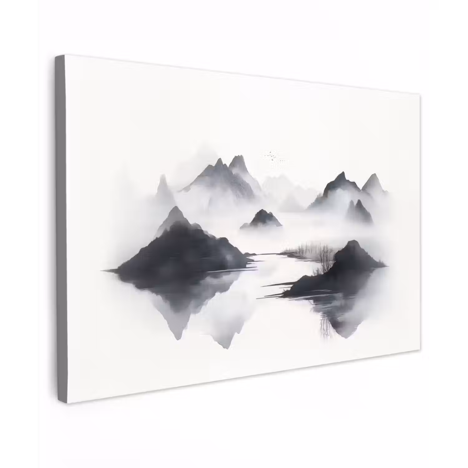 Bergen - Mistig - Water - Wit canvas 2cm klein -z3d