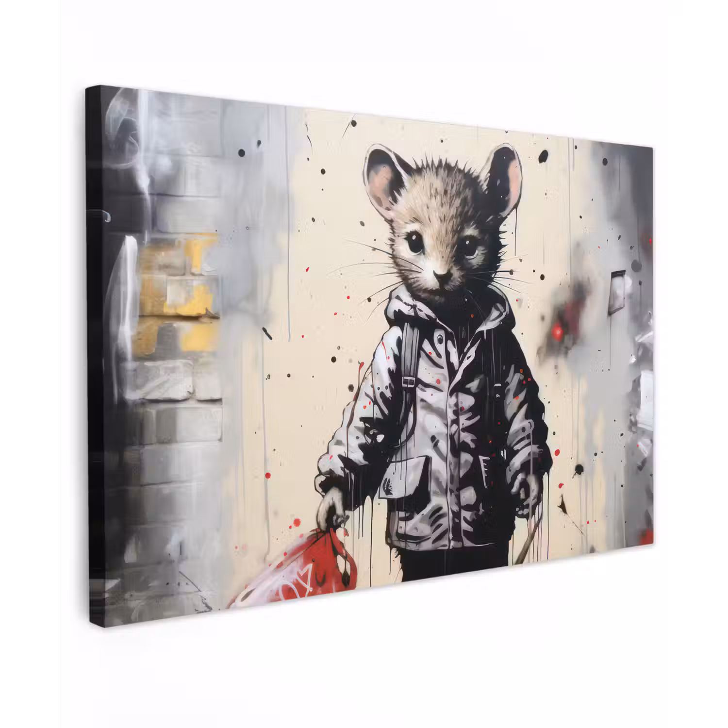 Muisje - Rood - Graffiti canvas 2cm klein -z3d