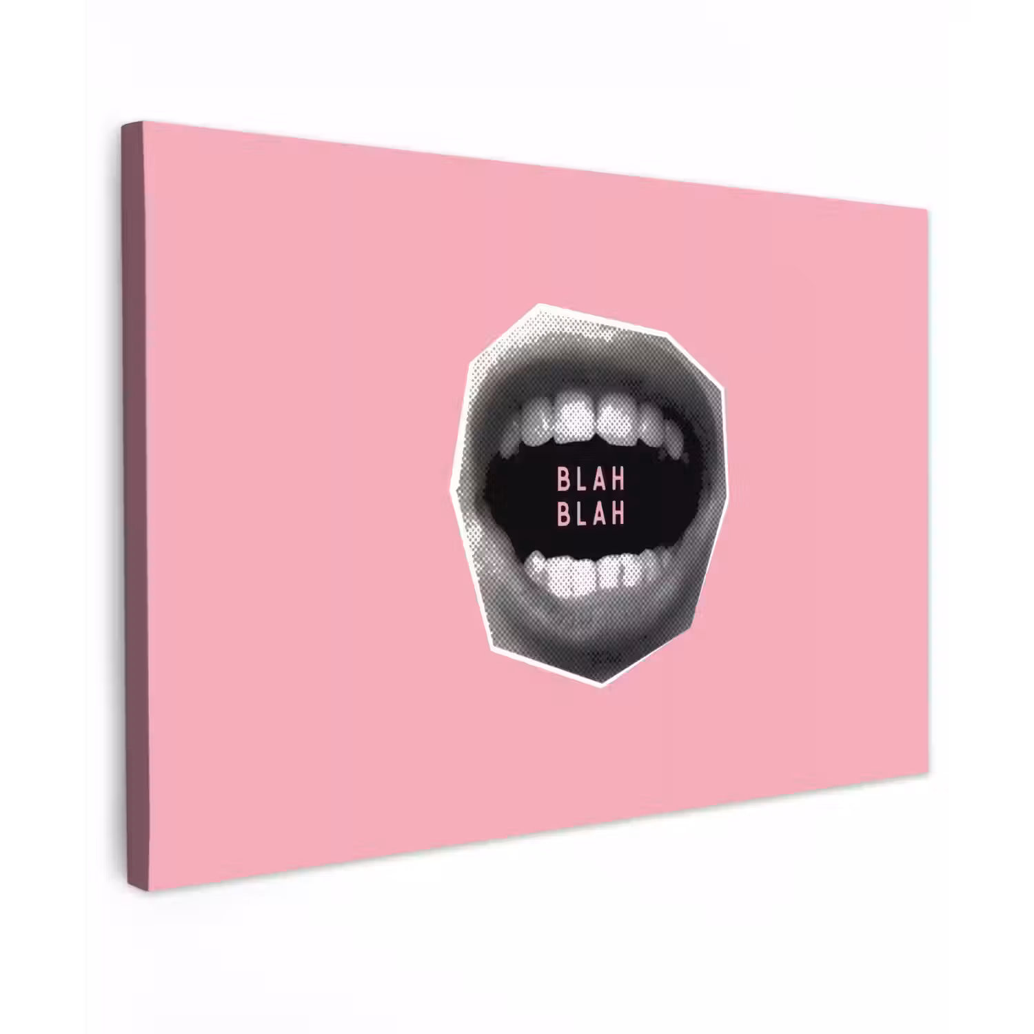 Mond - BLAH BLAH - Roze canvas 2cm klein -z3d