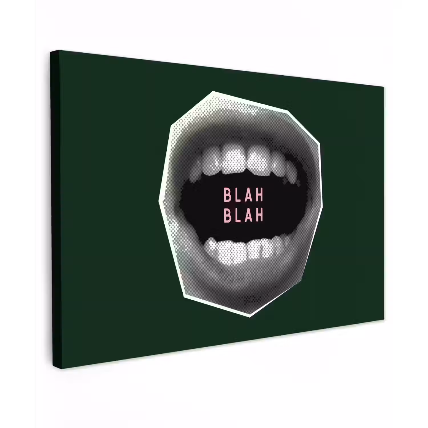 Mond - Groen - Illustratie - BLAH BLAH canvas 2cm klein -z3d