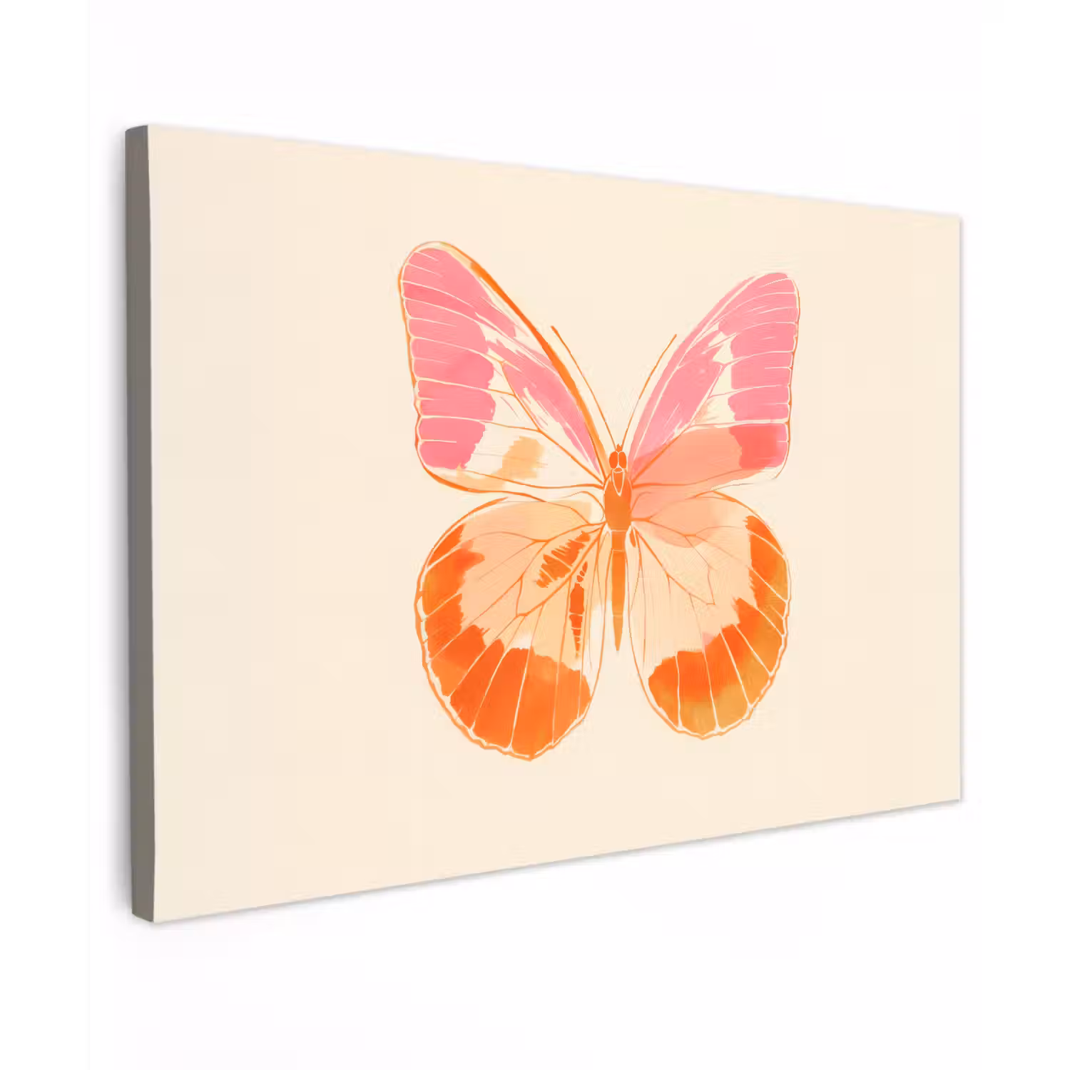 Oranje - Vlinder - Minimalistisch canvas 2cm klein -z3d