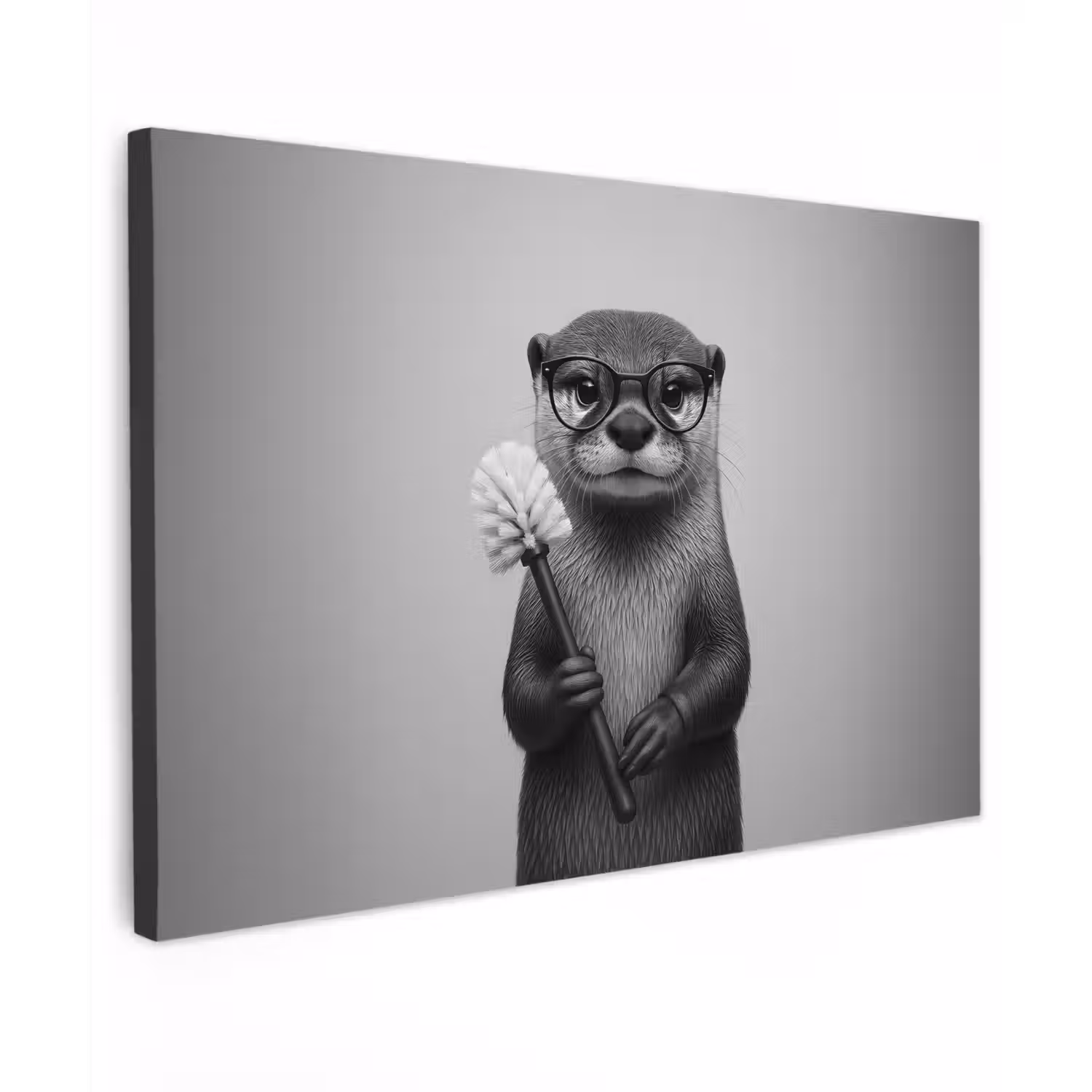 Otter - Wc-borstel - Bril - Zwart - Wit canvas 2cm klein -z3d