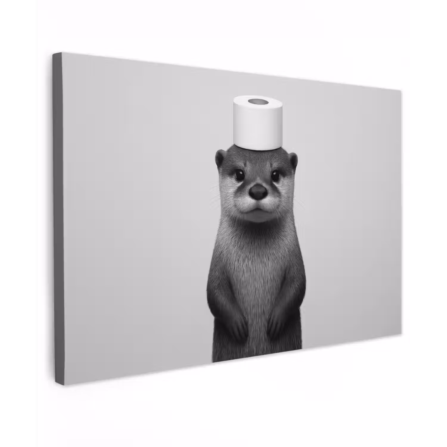 Otter - WC rol - Zwart - Wit canvas 2cm klein -z3d