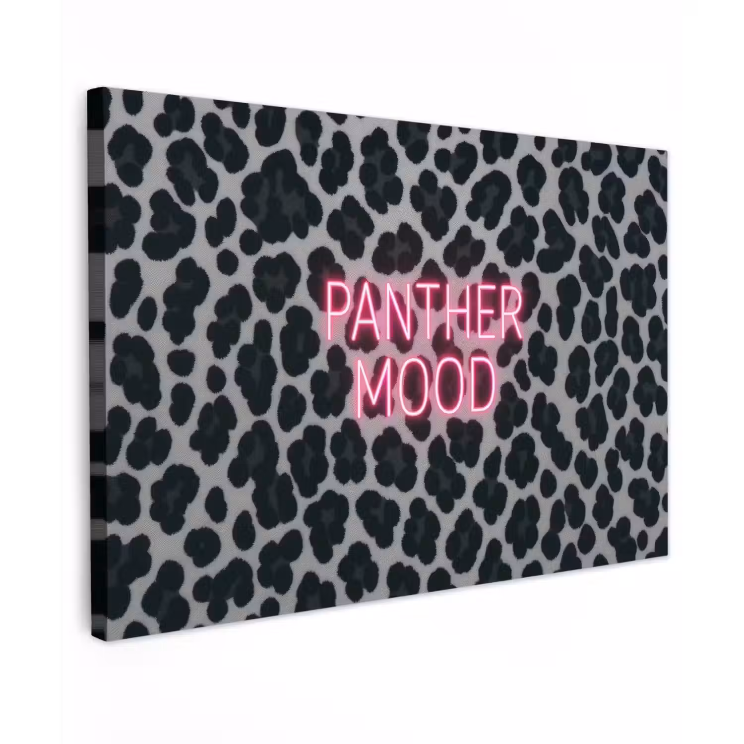 Panterprint - Zwart - Neonletters - Roze canvas 2cm klein -z3d