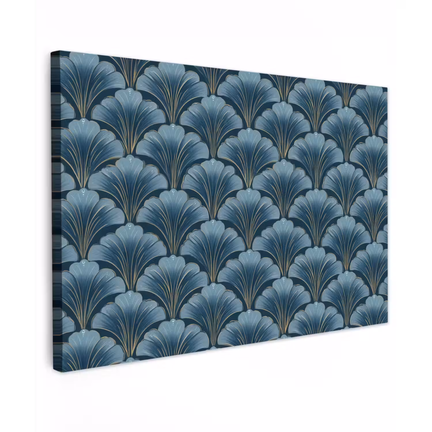 Patroon - Ginkgoblad - Blauw canvas 2cm klein 34 -z3d