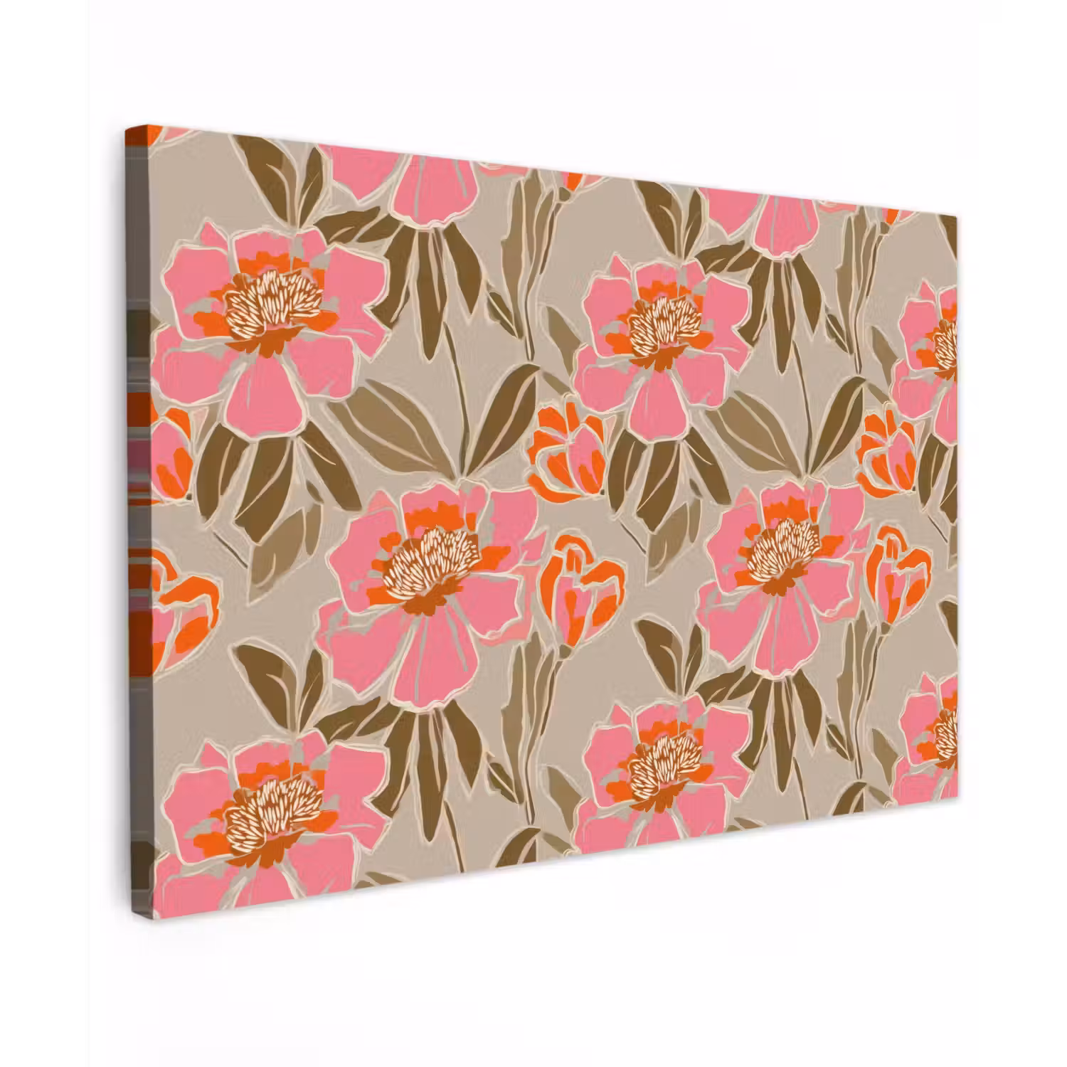 Pioenrozen - Patroon - Roze canvas 2cm klein 34 -z3d