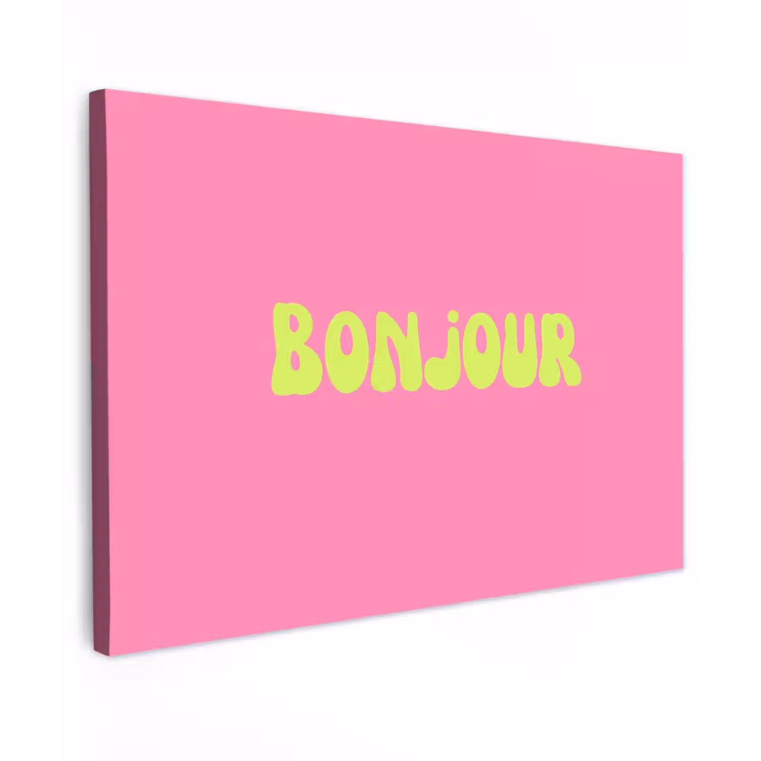Roze - Groene bonjour - Organisch canvas 2cm klein -z3d