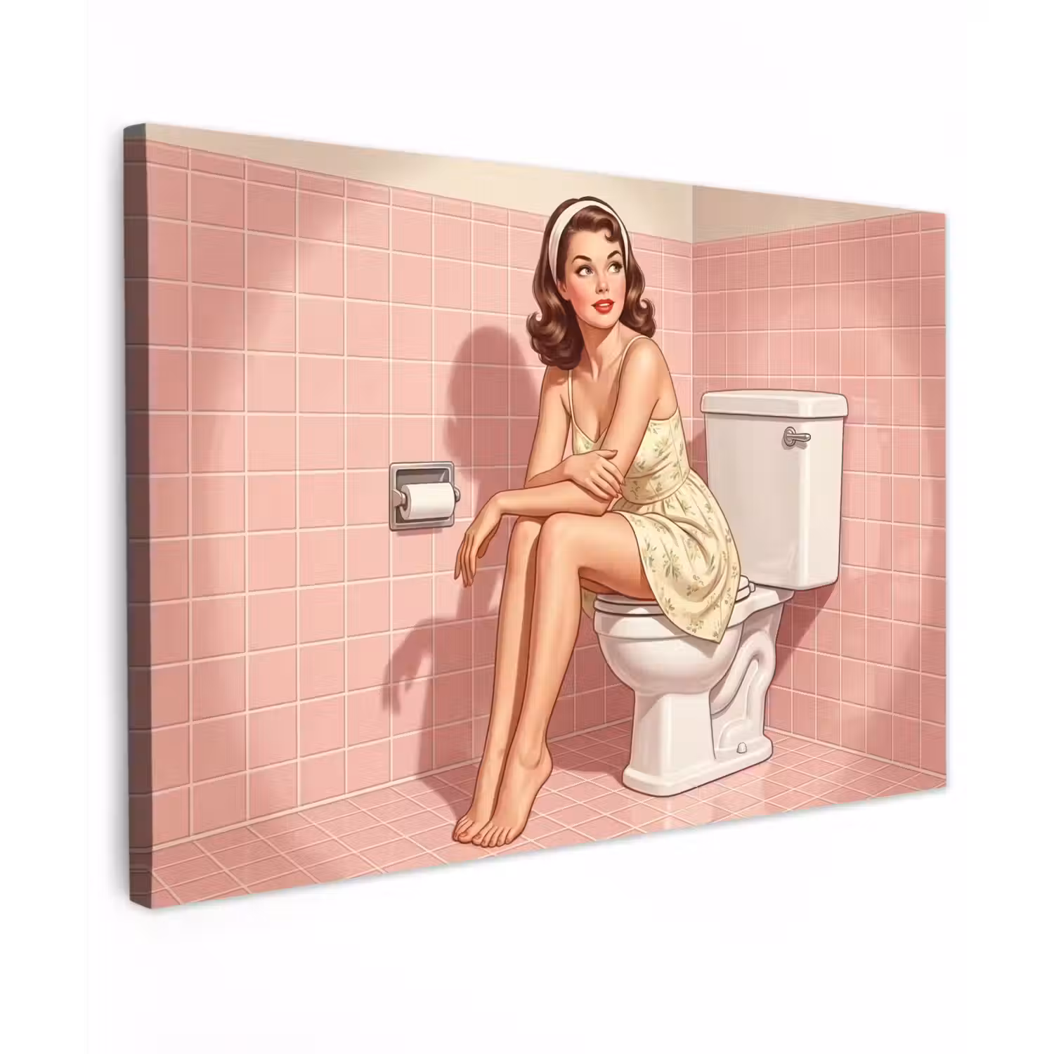 Roze - Retro - Vrouw canvas 2cm klein -z3d