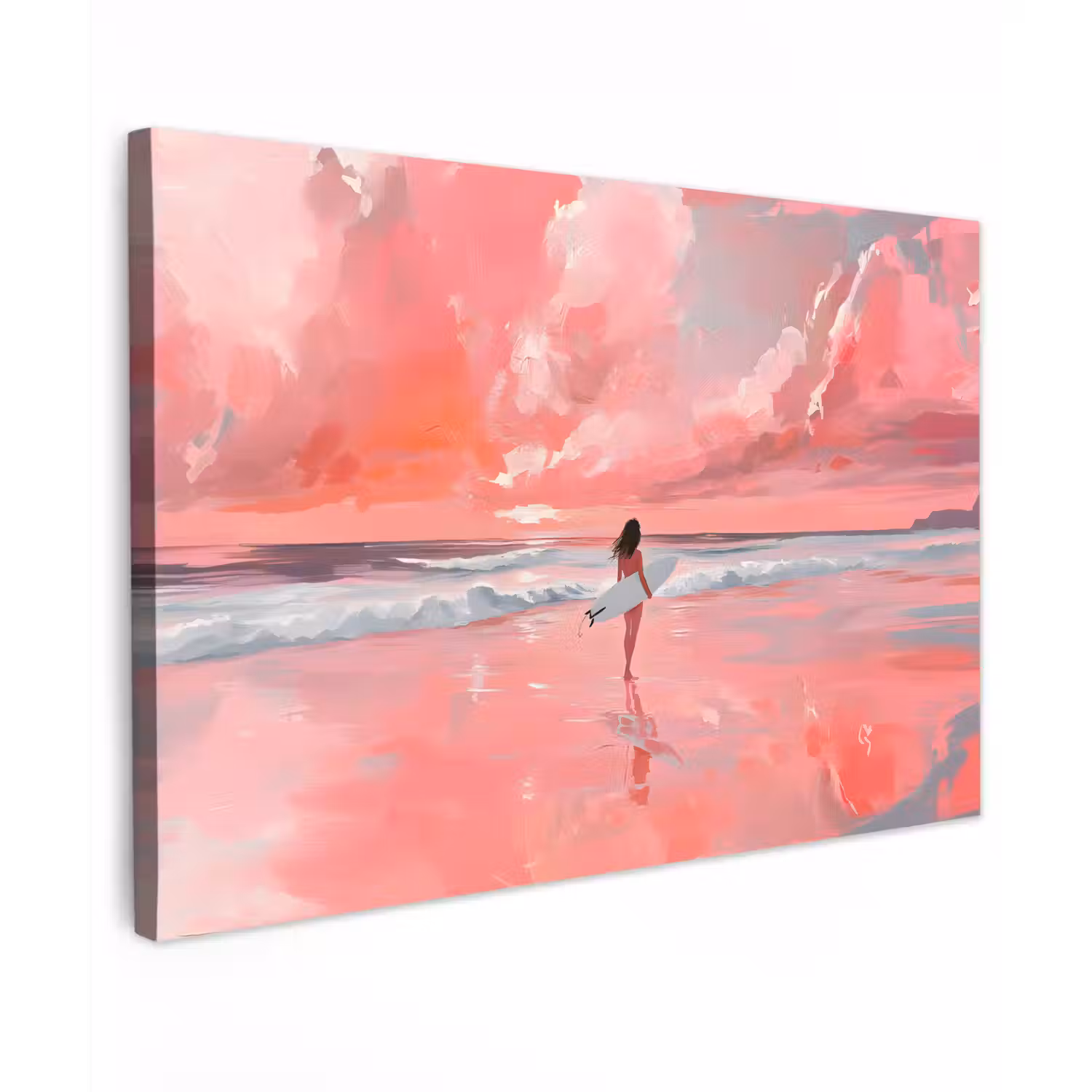 Roze - Surfen - Zee canvas 2cm klein -z3d