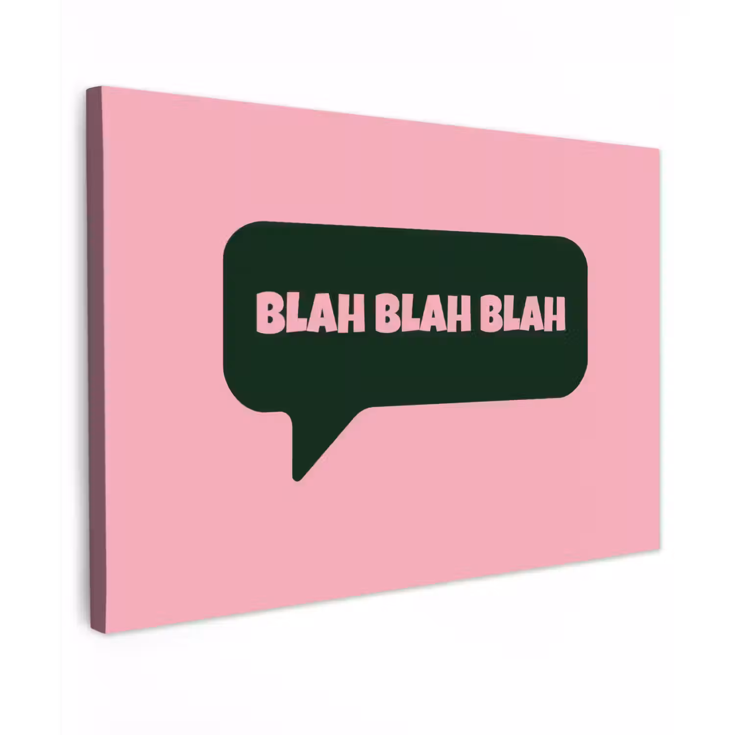 Roze - Tekstwolk - Groen - BLAH BLAH BLAH canvas 2cm klein -z3d