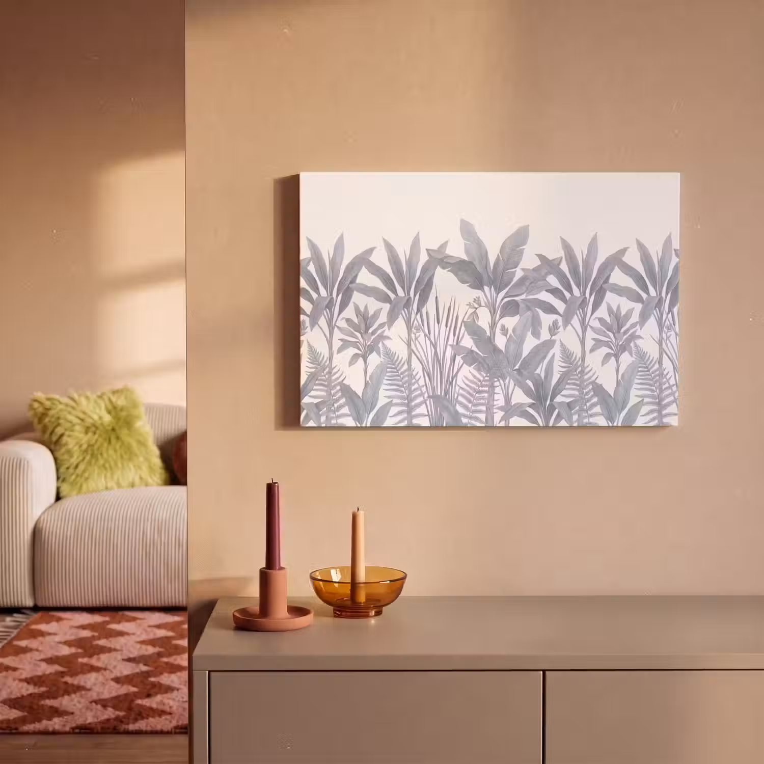 Planten - Bladeren - Natuur - Grijs canvas 2cm klein -sfeer1