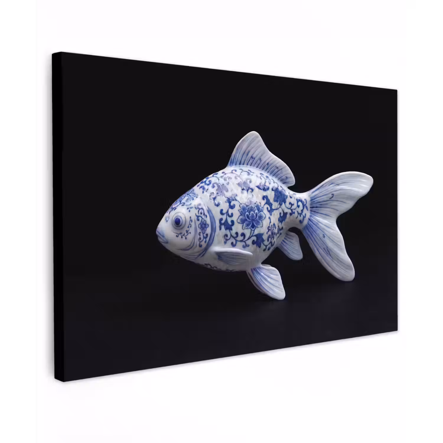 Porselein - Goudvis - Delfts - Blauw canvas 2cm klein -z3d
