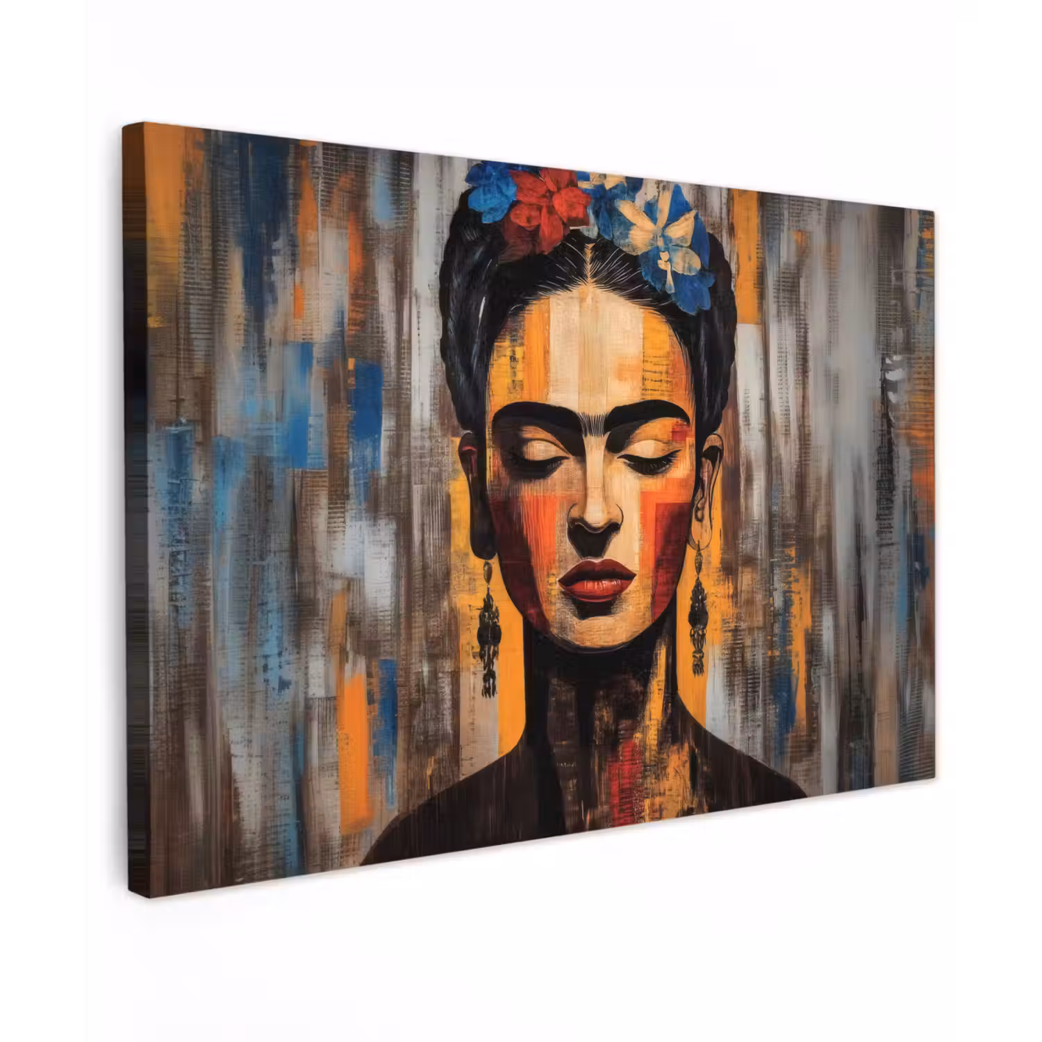 Portret - Vrouw - Bloemen canvas 2cm klein -z3d