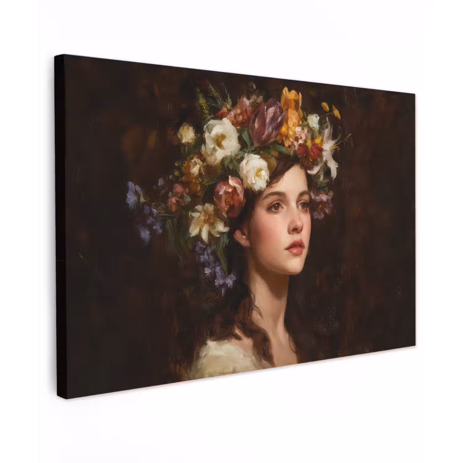 Portret - Vrouw - Bloemen canvas 2cm klein -z3d
