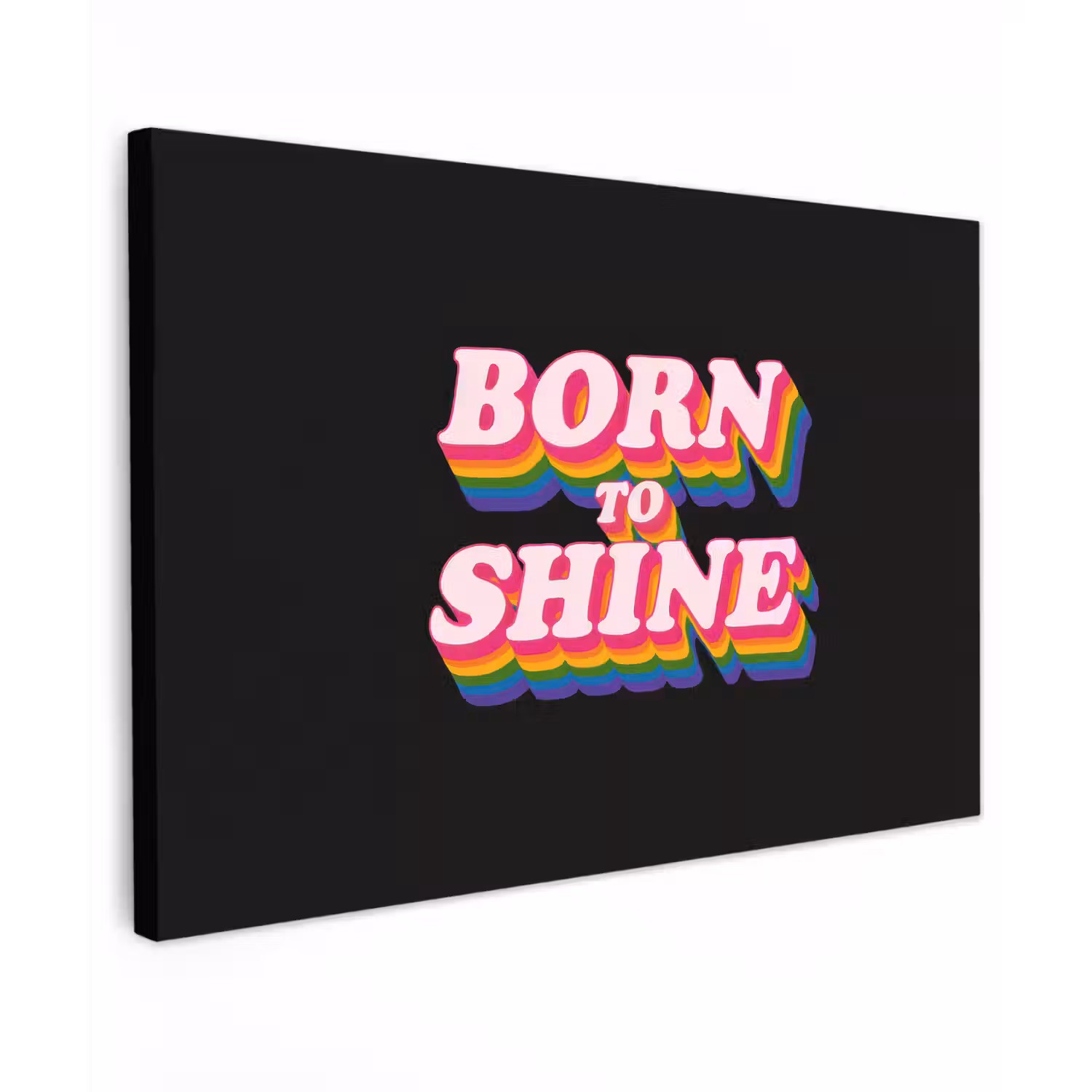 Quote - Regenboog - Roze - Zwart canvas 2cm klein -z3d