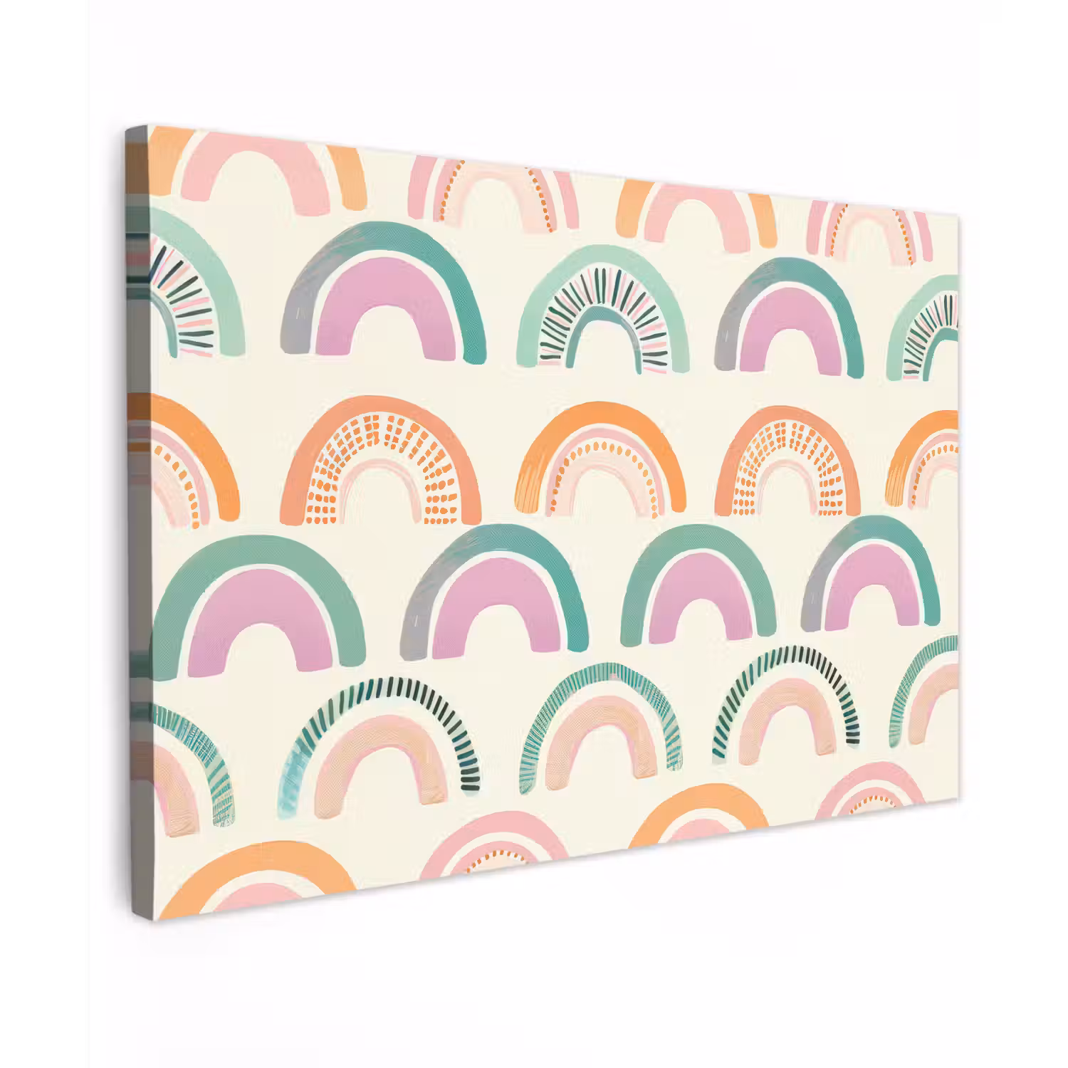 Regenboog - Zachte tinten - Strepen - Stippen canvas 2cm klein -z3d