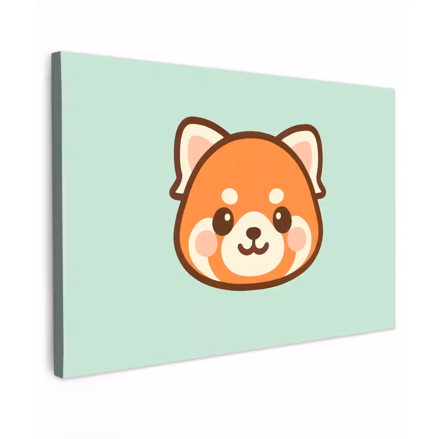 Rode panda - Groen - Cartoon canvas 2cm klein -z3d