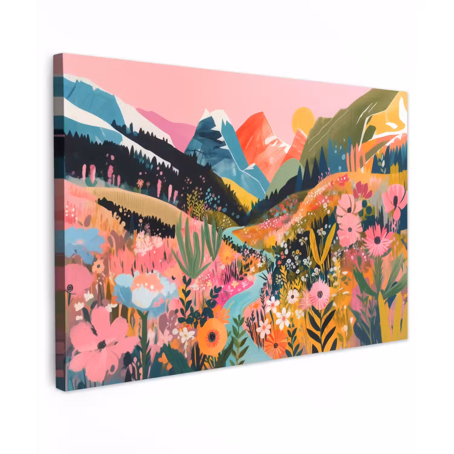 Rivier - Diepte - Bloemen canvas 2cm klein -z3d