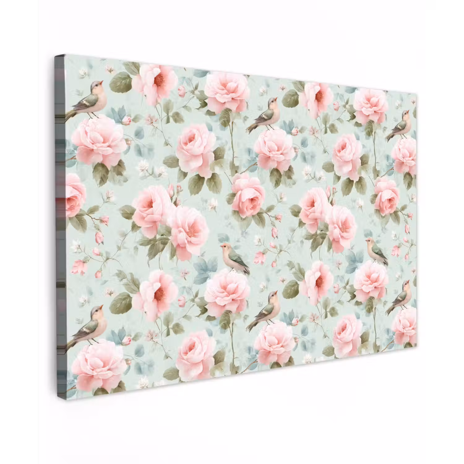 Rozen - Vogels - Pastel - Kleurrijk canvas 2cm klein 34 -z3d