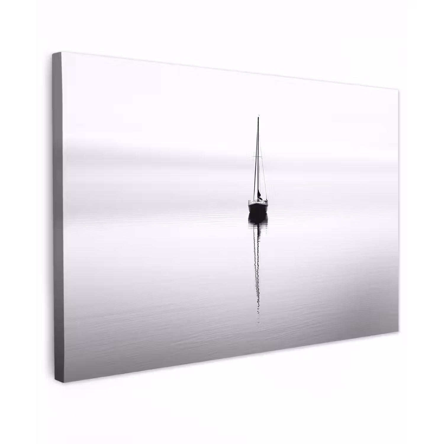 Zeilboot - Zwart - Water - Silhouet canvas 2cm klein -z3d