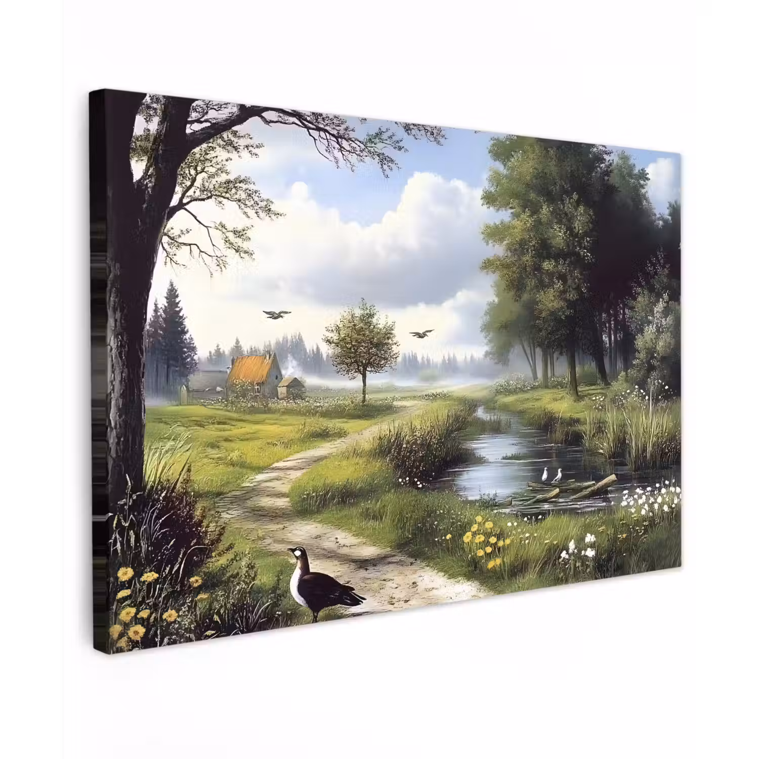 Zandpad - Groen landschap - Water canvas 2cm klein -z3d