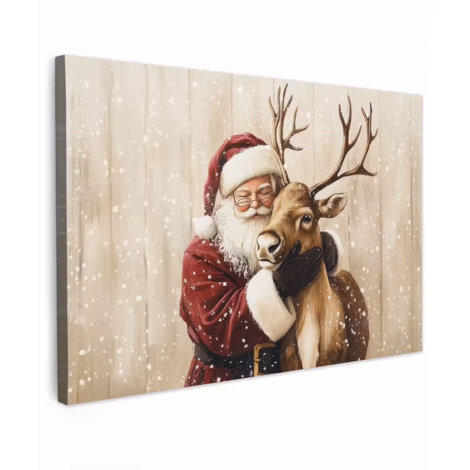 Kerstman - Rendier - Sneeuw - Kleurrijk canvas 2cm klein -z3d