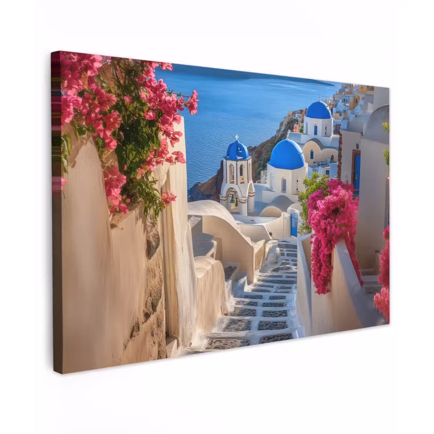 Santorini - Bloemen - Griekenland canvas 2cm klein -z3d