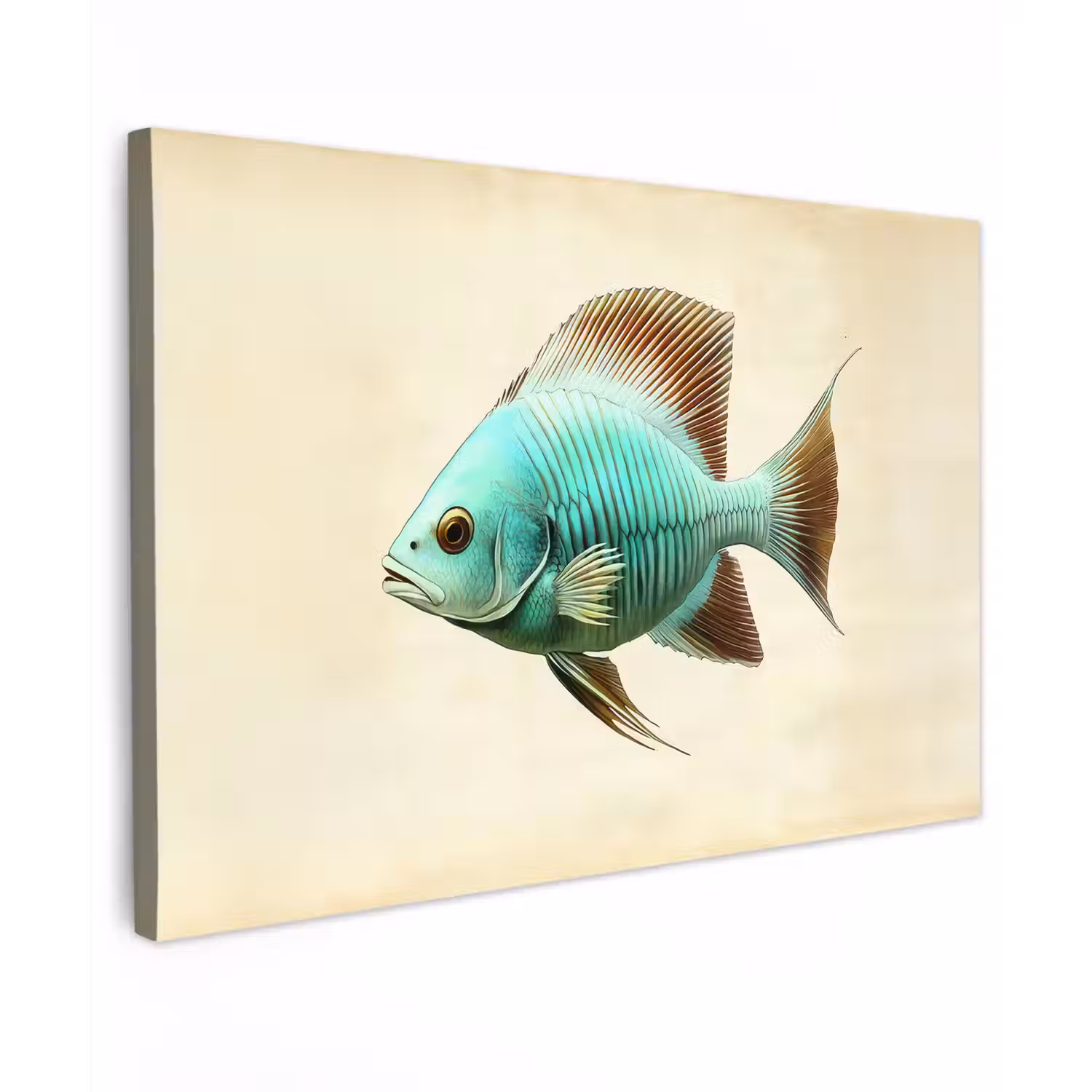 Schubben - Vis - Mint - Minimalistisch canvas 2cm klein -z3d