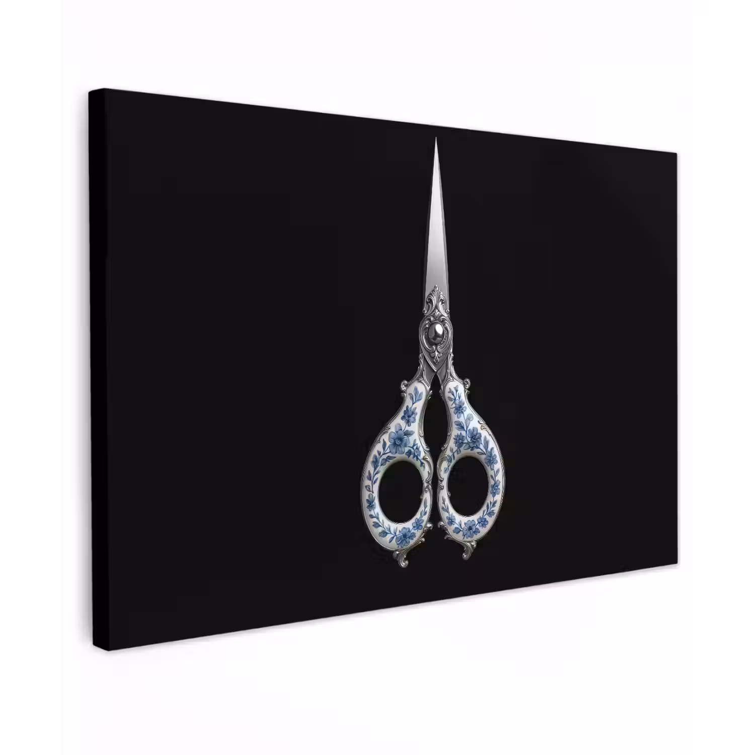 Schaar - Delfts blauw - Zwart canvas 2cm klein -z3d