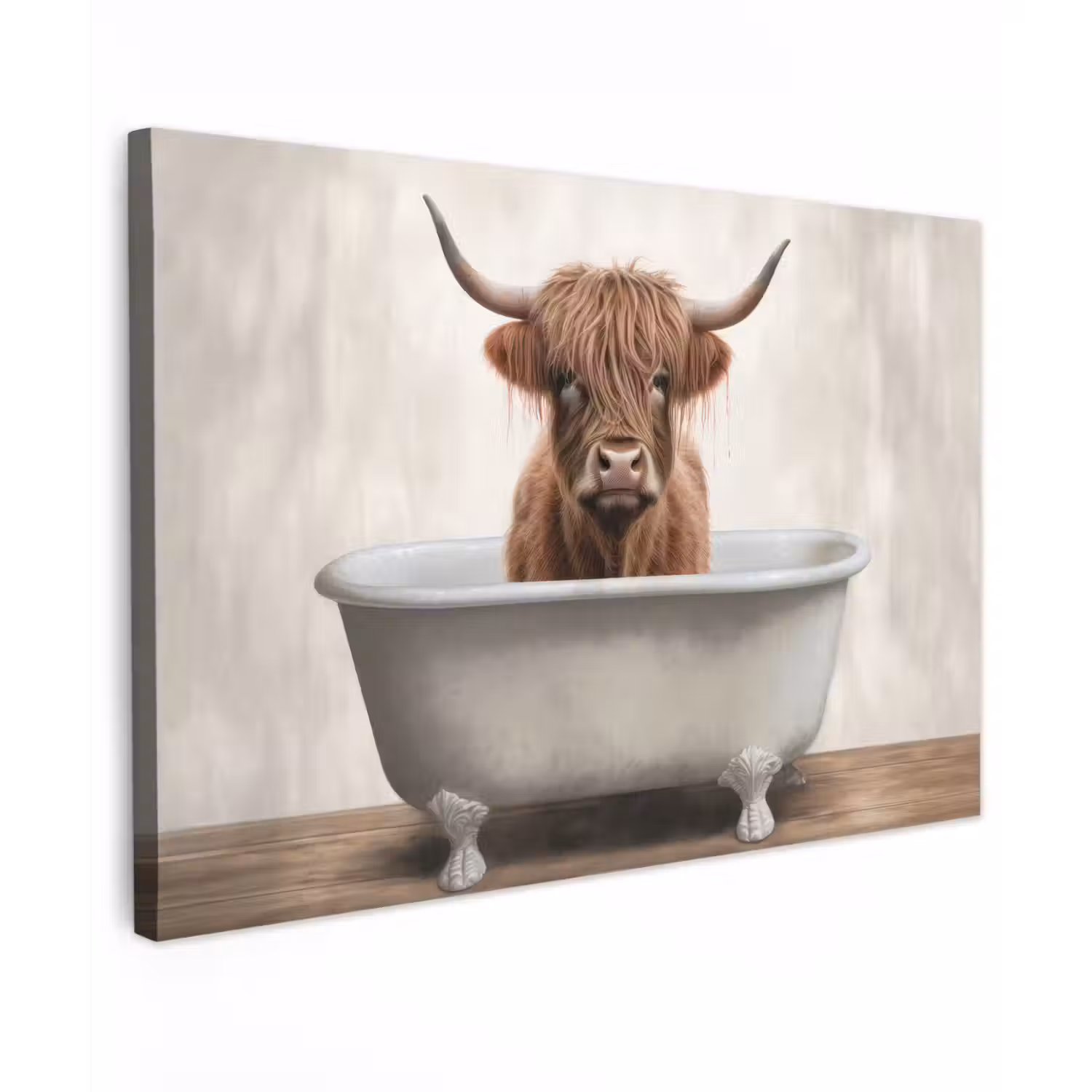 Schotse hooglander - Bad - Badkamer - Badkuip - Bruin - Horens canvas 2cm klein -z3d