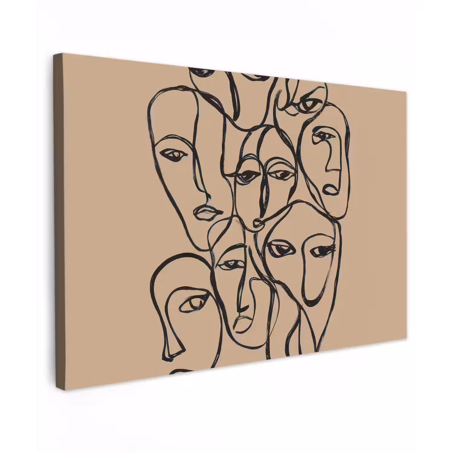 Gezichtenzee - Lijntekening - Abstract canvas 2cm klein -z3d